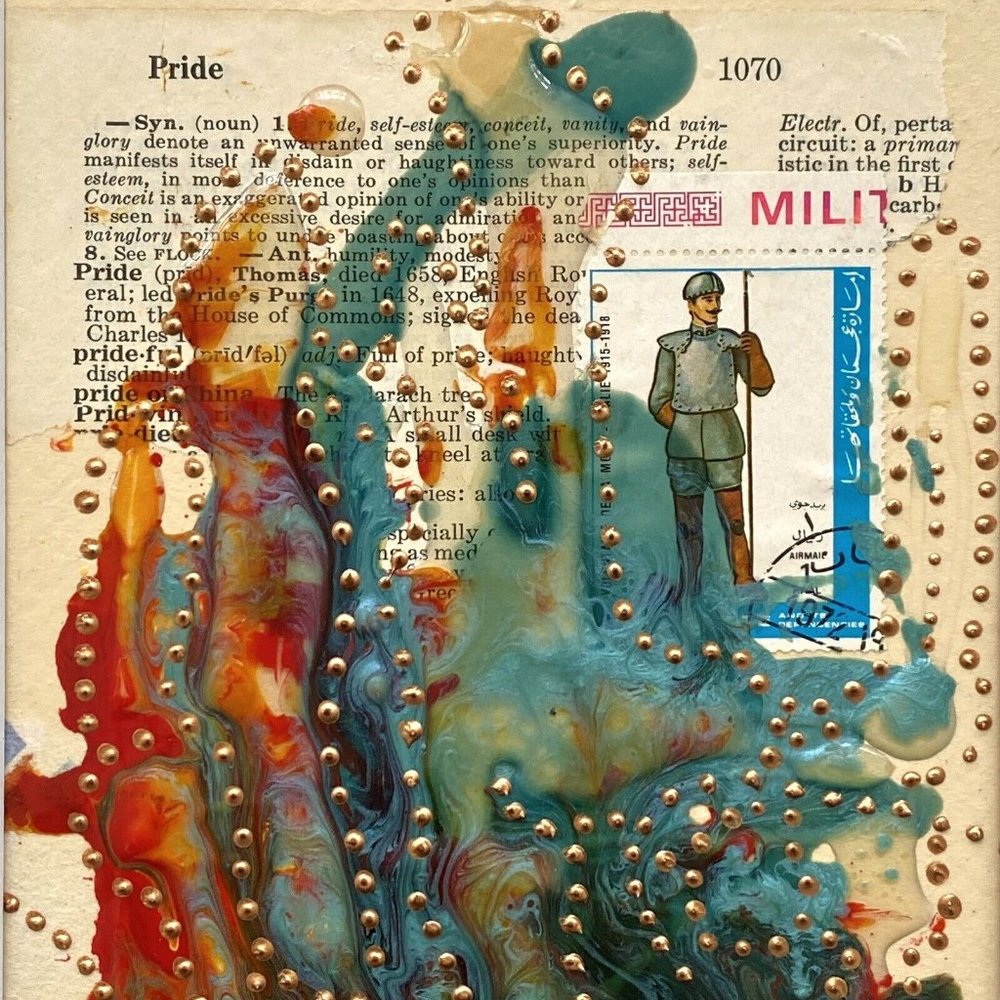 Original Art “Pride & Glory” Artwork Mixed Media Painting Frame Ready 8”x10”